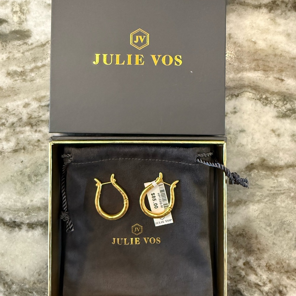 Julie Vos Gold Saratoga Hoop Earrings Med - Picture 3 of 3